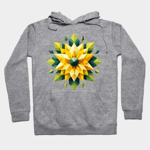 Yellow Abstract Flower Hoodie by Siha Arts